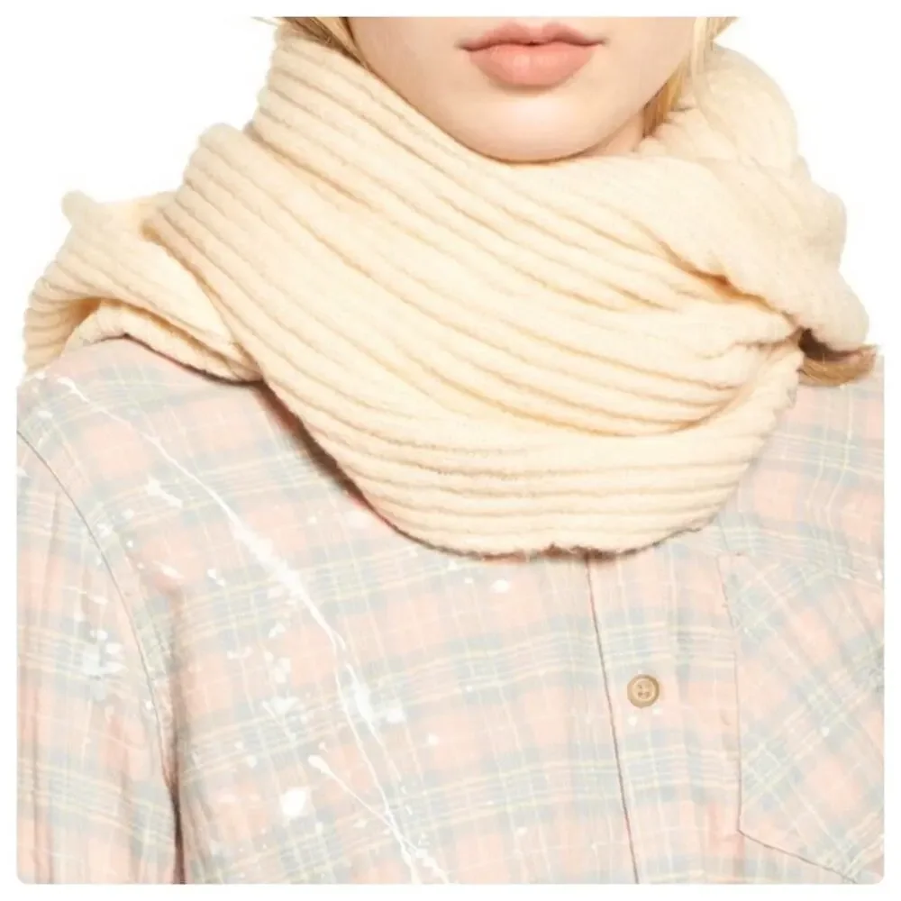 Free People Bottom Line Hooded Ribbed Cowl in Taupe